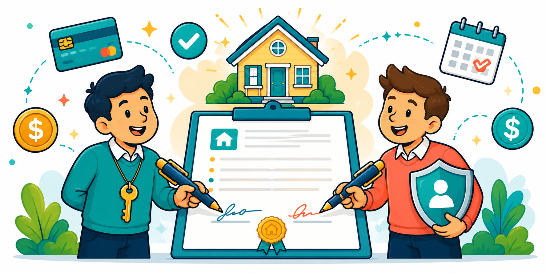 Illustrated guide explaining the difference between a co-borrower and co-signer on a mortgage including how each affects qualification DTI and loan eligibility by loan type